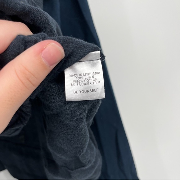 Flax Linen & Cloth Blend Zip Up Navy Blue Jacket Size Medium - Picture 4 of 5